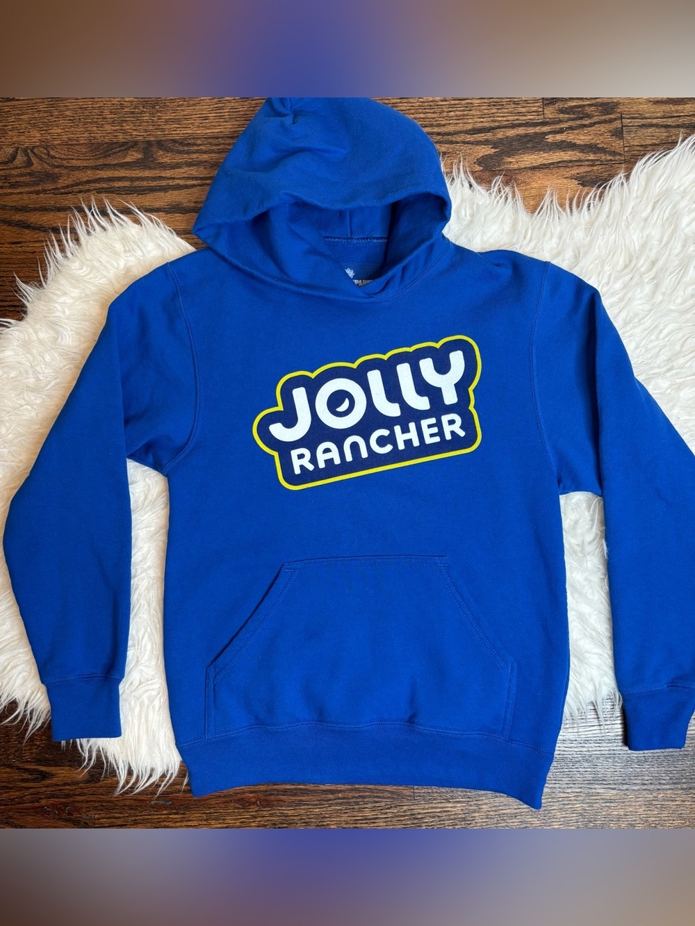 Jolly Rancher Youth Large Blue Pullover Hoodie Sweatshirt EUC Hersheypark